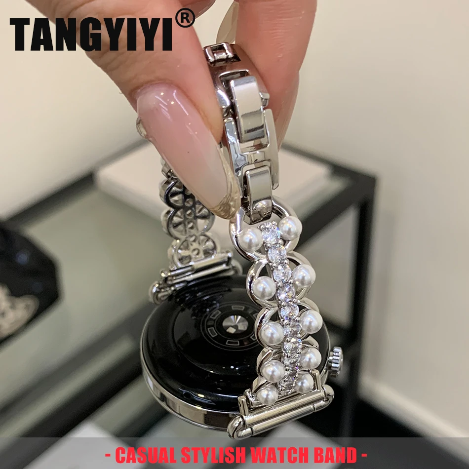 

18/20/22MM Watch Band For Samsung Galaxy Watch 8/7/4 6 Classic 5 Pro Dual Pearls Diamond Copper Bracelet Strap For Amazfit GTS