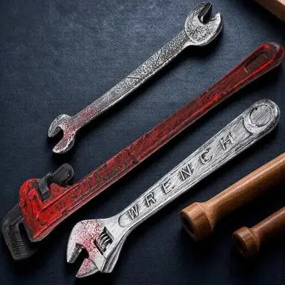 

3pcs Fake Wrench Prop High Simulation Plastic Halloween Wrench Decor Stage Performance Party Supply Costume Accessories