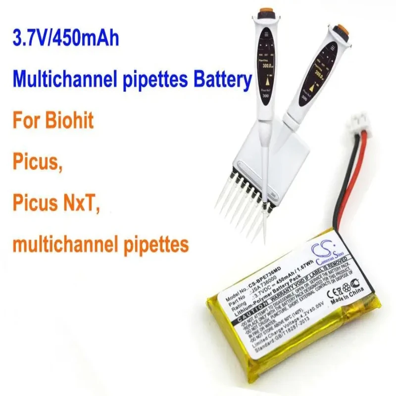 

Cameron Sino 450mAh Multichannel pipettes Battery SA 736000 for Biohit Picus, multichannel pipettes, Picus NxT