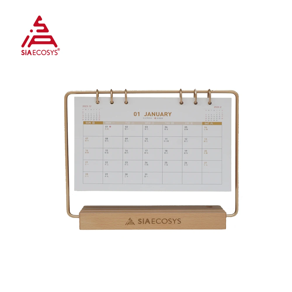 Siaecosys 2024 Draagbare Kalender Van Bureaukalender Met 12 Maanden Omgedraaide Bureaukalender