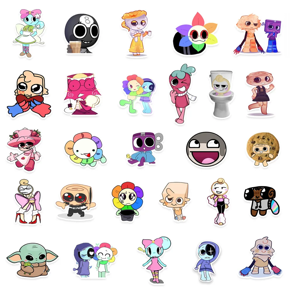 50PCS Funny Dandys World Cartoon Stickers DIY Decoration Waterproof Skateboard Notebook Luggage Laptop Phone Fridge Decals