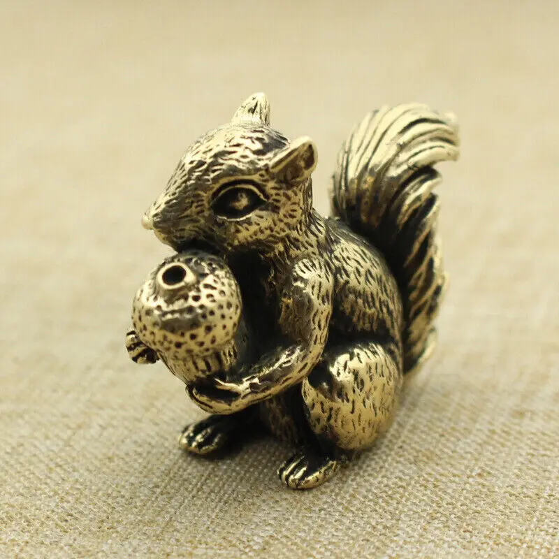 Brass Squirrel Figurine Simulation Animal Model Statue Toys House Office Decoration