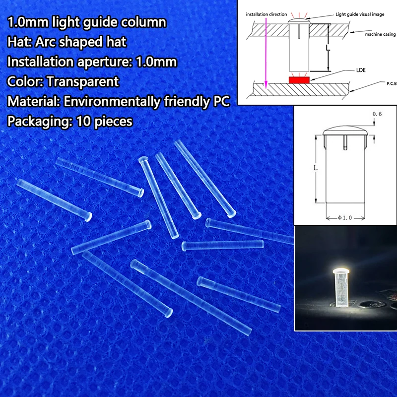 Colonna guida luce di piccolo diametro colonna guida luce chip LED da 1.0mm colonna luminosa a LED testa tonda con segni di carta luce trasparente