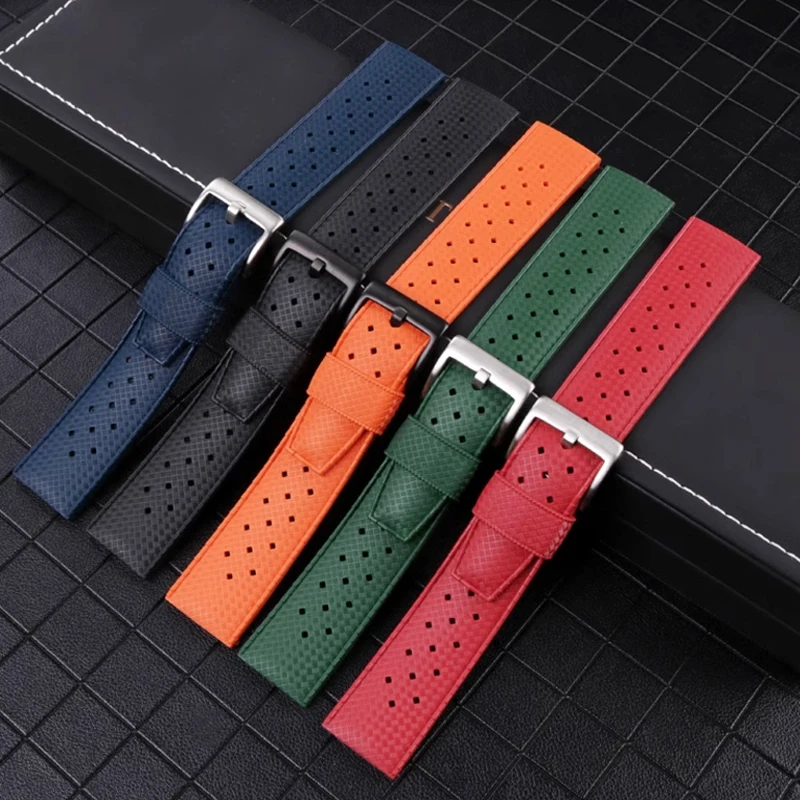 20mm Fluoro rubber strap For Blancpain50 fathoms barracuda 5008D Waterproof Breathable Men Silicone Replace Watch Band for Seiko image 3