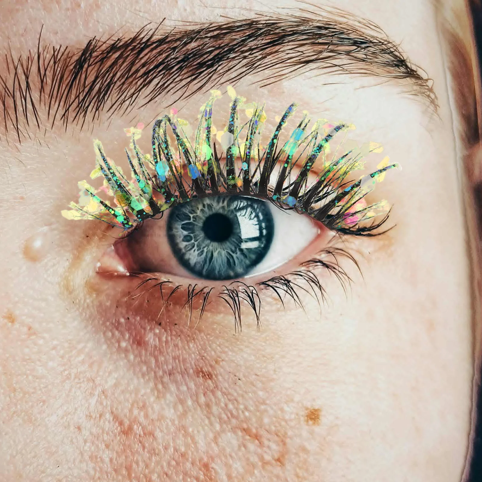 2 paia 3D Glitter Ciglia Finte Strass Colorati Drammatico Sparkle Party Stage Cosplay Trucco Ciglia Colori Trucco Ciglia