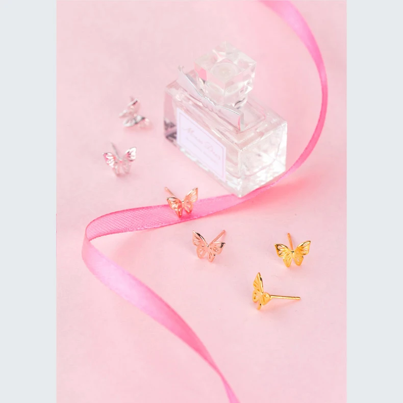 Modian Charm Butterfly Silver & Rose Gold Color Hollow Stud Earrings Fashion 925 Sterling Silver Jewelry For Women Anniversary