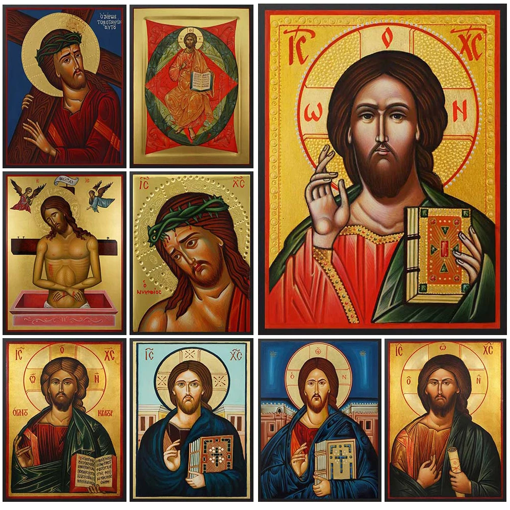 Religion Christ Blessing Icon Orthodox Pantocrator Wall Pictures For Church Room Poster Wall Art Canvas Painting Unframed