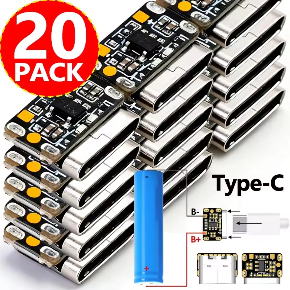 1-20 Stück 3,7V 18650 Mini Li-Ion Akku-Ladepad mit Typ-C-Eingang, Tastatur-Stromplatte mit Schutzkonverter für Powerbank