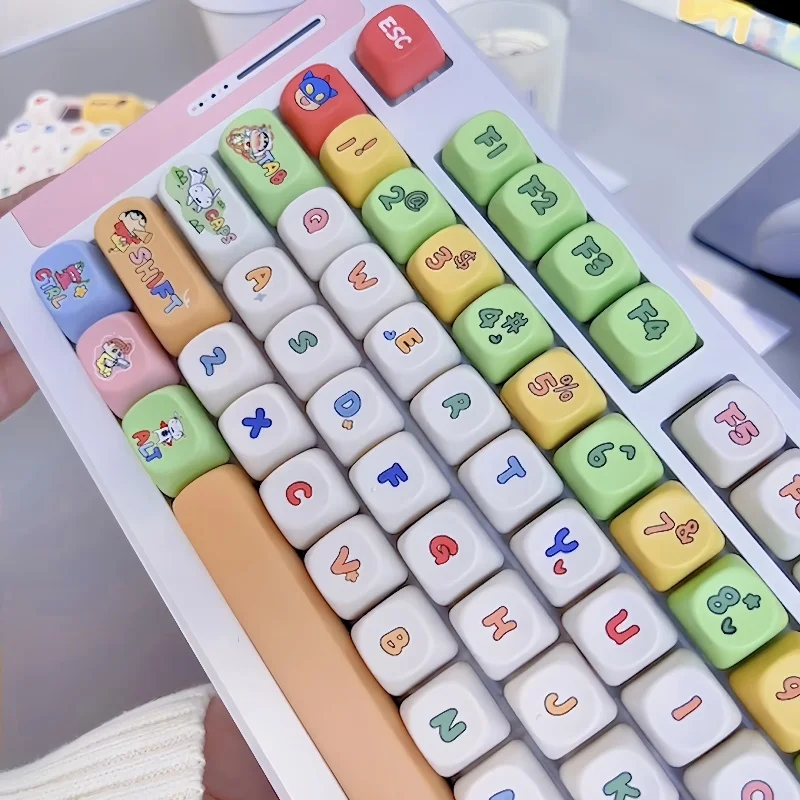 New 138 Pcs/Set Crayon Shin-Chan Pbt Keycap Moa Profile Five-Sided Sublimation Keycap For Gaming Mechanical Keyboard Keycap