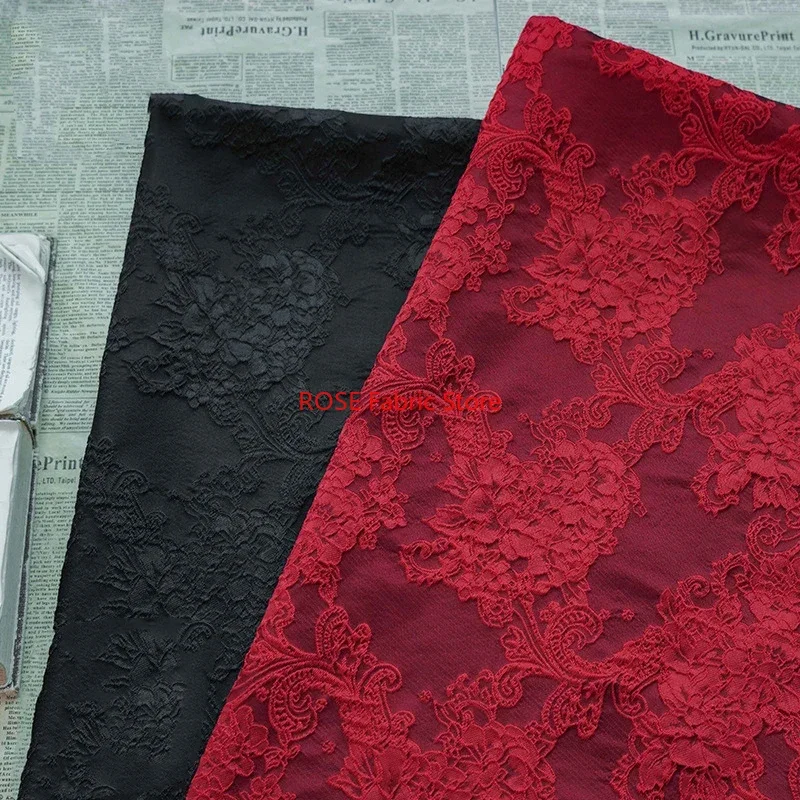1 meter Retro Court Style Embossed Flower Brocade Jacquard Fabric Formal Dress Fluffy Skirt Decorative Sewing Fabric