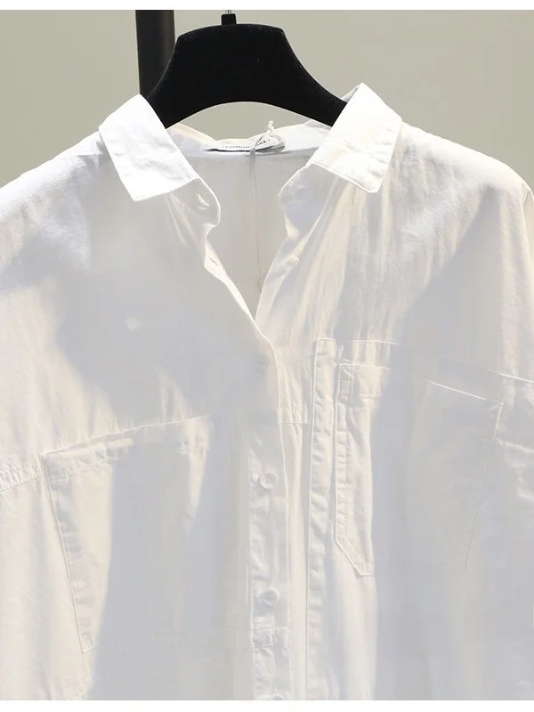 Frauen Casual Baumwolle Lange Sve irt Frühling Herbst Lose Fit Kragen Reine Farbe Vorne ort Ba Lange Sle