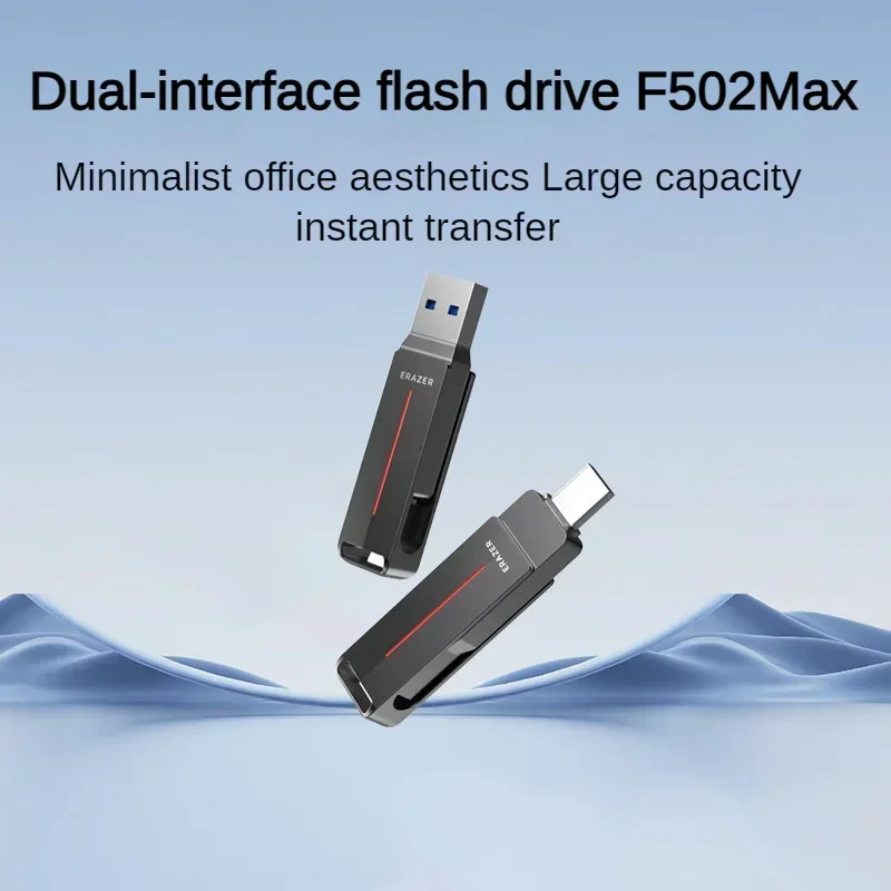 Lenovo 256GB Type-C USB3.2 USB Flash Drive F502 MAX Grey Read Speed 230MB/s 360° Rotary Dual Interface USB Flash Drive