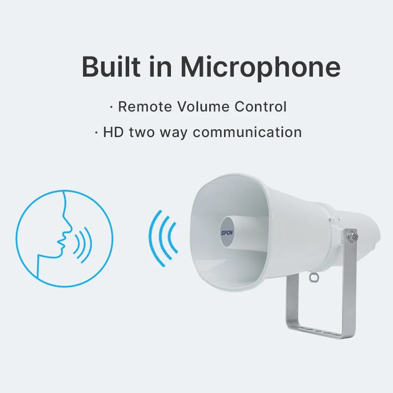 SPON POE /SIP/IP 15W Outdoor Horn Speaker For Outdoor Environments IP 66 123dB Horn Speaker  IP Horn Speaker