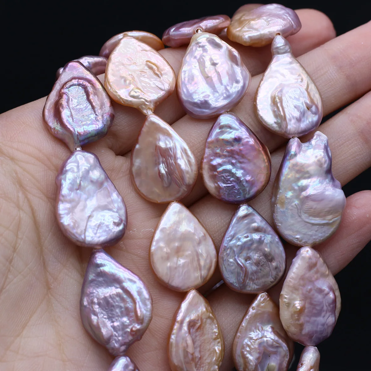 Baroque Natural Freshwater Pearl Bead Purple Pink Flat Water Drop Irregular Beads for DIY Women Girls Jewelry Necklace Bracelet