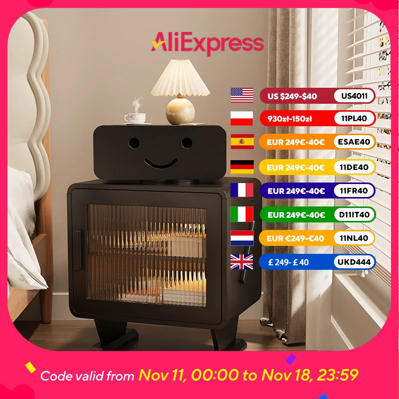 

Robot Black Art Bedside Table Aesthetic Kids Tidy Mini Cute Room Bedside Table Weird Unique Cartoon Mesitas De Noche Furniture