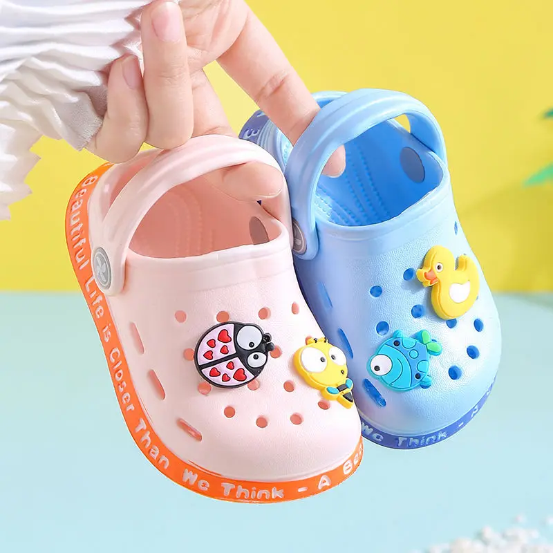 Summer sandals kids Mules Baby Boys Girls Cartoon baby Sandals Flat Heels Solid Cartoon Slippers Children\'s Garden Shoes