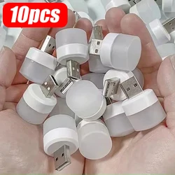 Mini USB LED Night Light, luz branca quente, plugue do carro, proteção ocular, lâmpada de leitura de livros, 1-10pcs