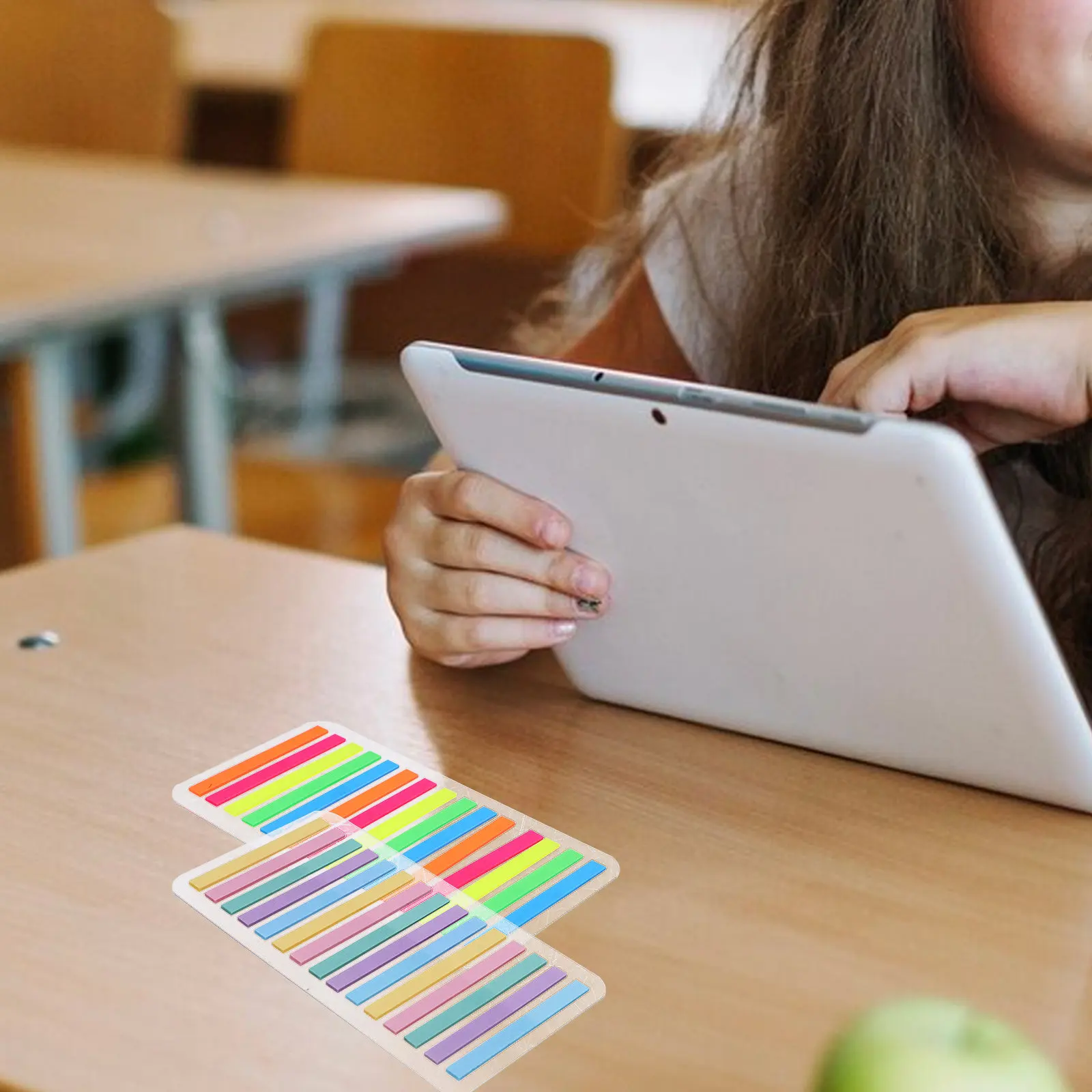 

1 Set Fluorescent Label Stickers Index Tabs Portable Lightweight Reading Strips For Book Accessory Learning Sentence Markers