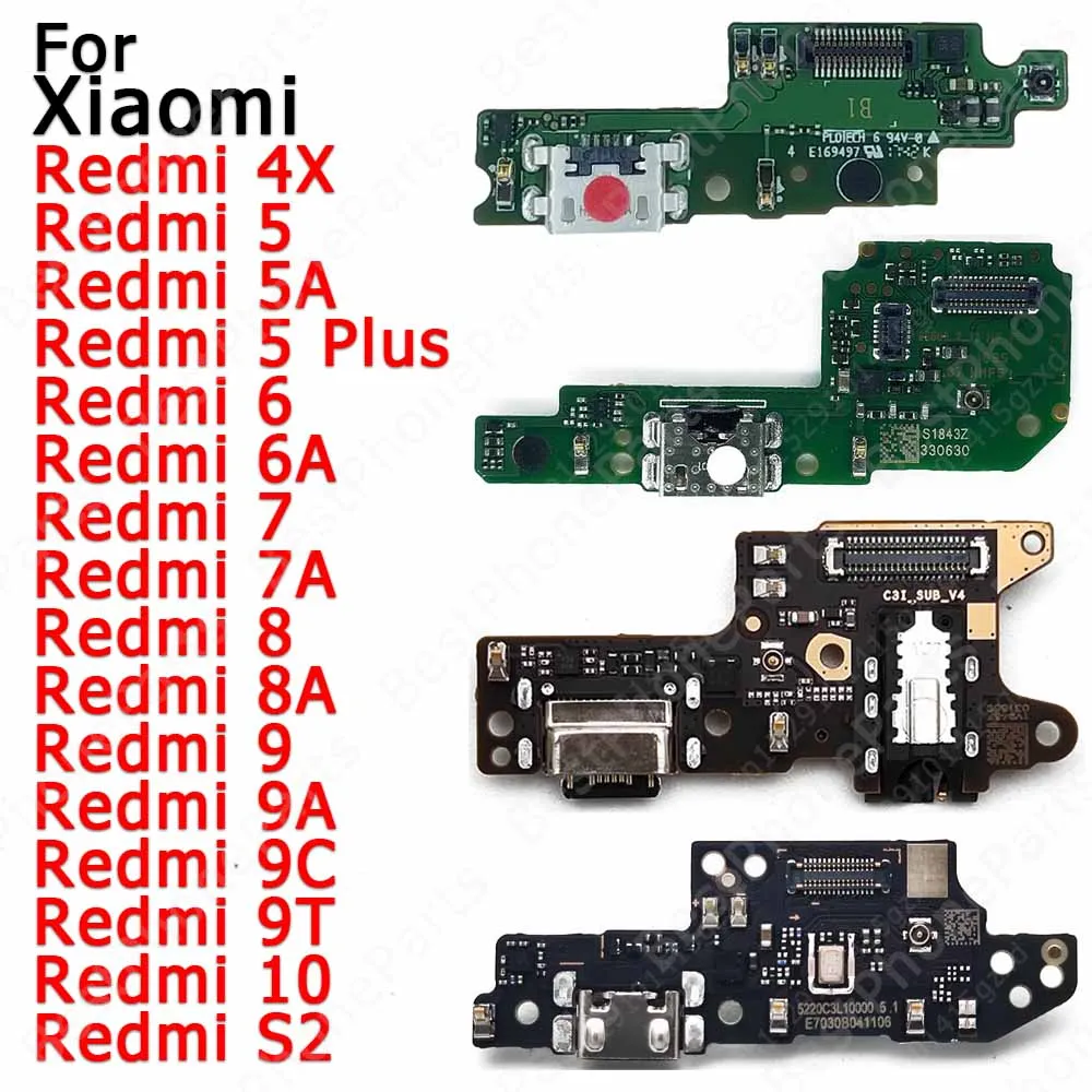 Charge Board For Xiaomi Redmi 10 9 9A 9C 9T 8 8A 7 7A 6 6A 5 Plus 5A 4X S2 Pro Charging Port Usb Connector Plate Parts