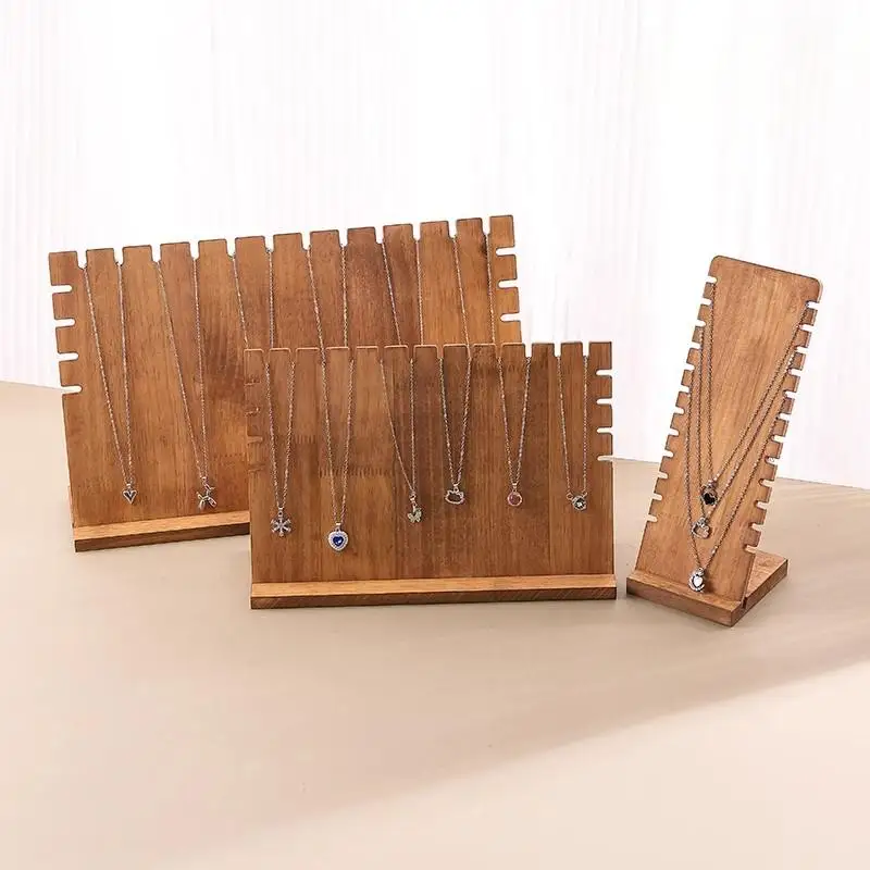 L-shaped Necklaces Easel Showcase Walnut Color Wood Fashion Wooden Necklace Frame Jewelry Display Props Necklaces Jewelry Rack