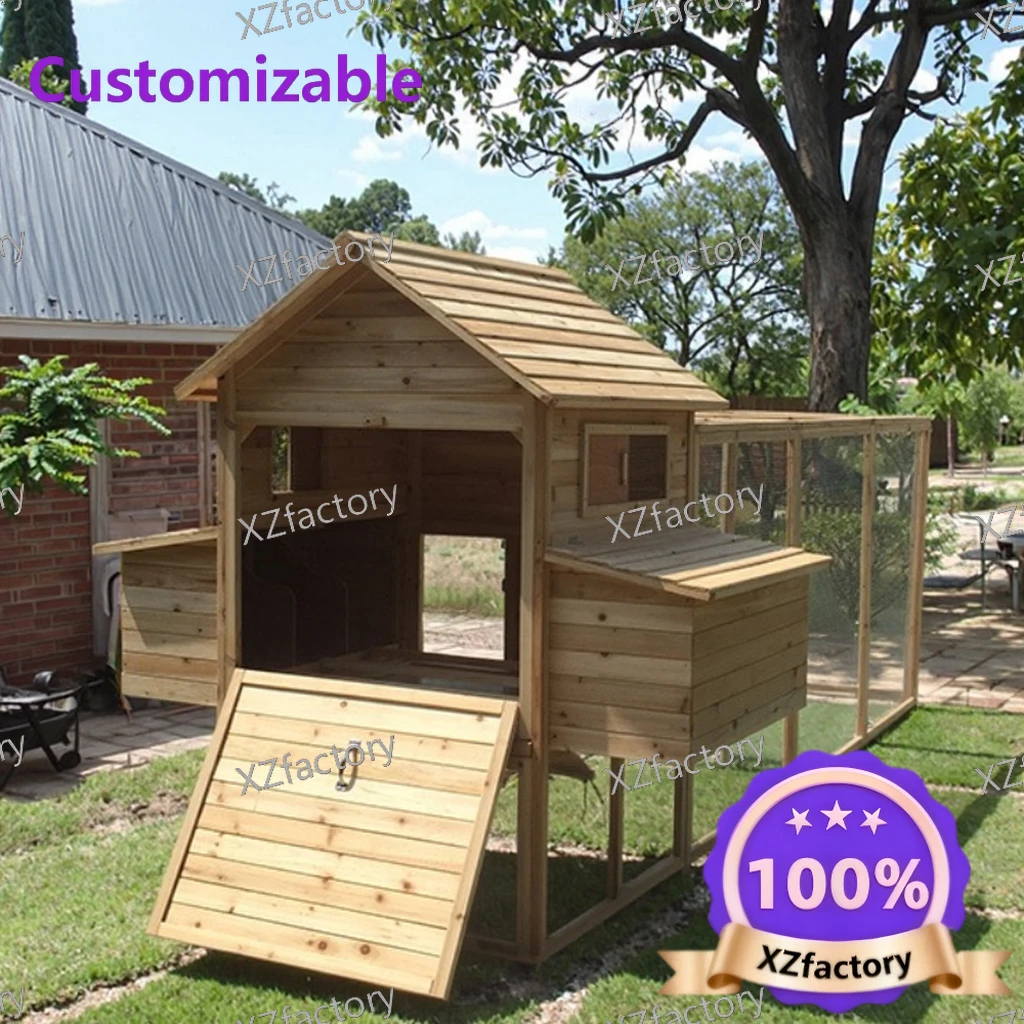 

Customizable Cheap Solid Wood Running Cage Large Space Outdoor Wooden Chicken House with Breathable Shelter Sale Small Pet Anim