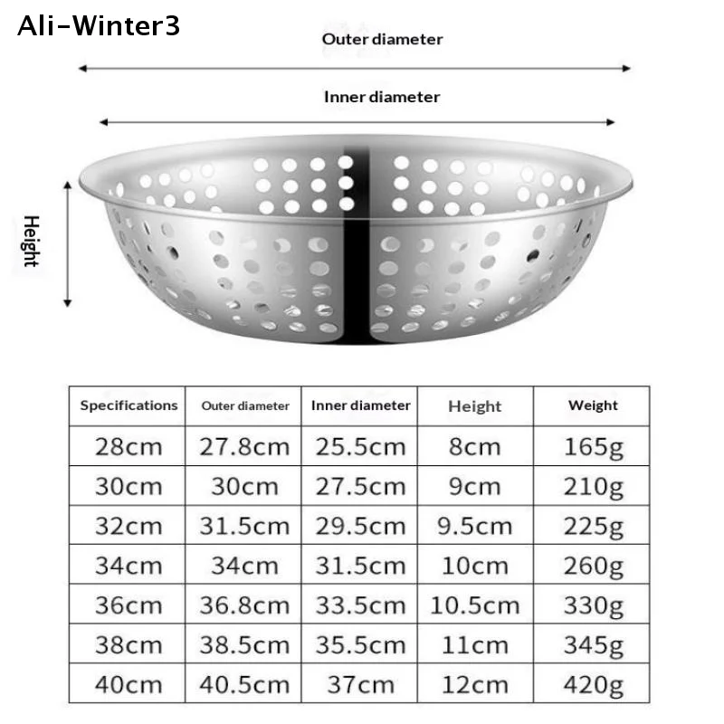 【YY】1Pc 2026 New Stainless Steel Drain Basin Strainer Colander Big Drainer Basin 22/24/26/28/30/34CM Kitchen Tool - Image 3