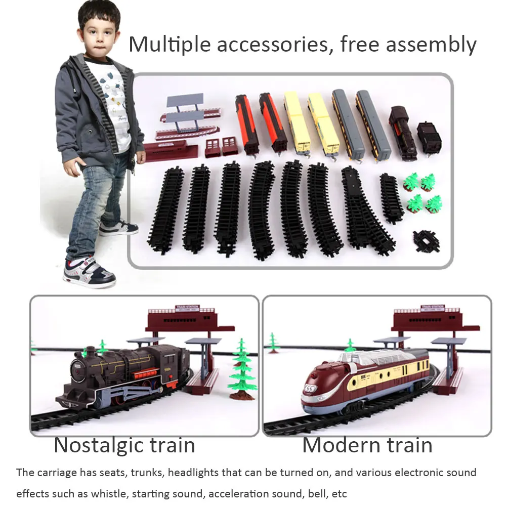 Ensemble Train Électrique 4 Pièces - Jouets Pour Enfants 3 à 7 Ans - Camions, Locomotives Et Voies - Cadeau Garçons Filles