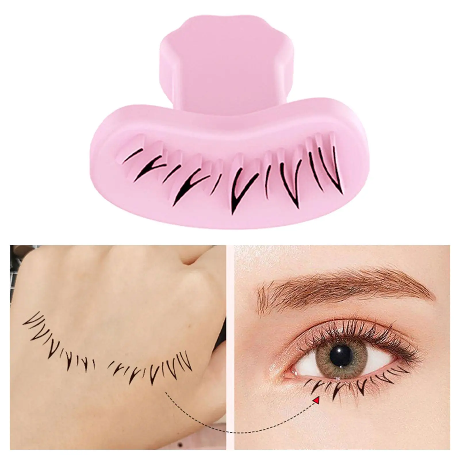 2xunder Eyelash Stamper Lazy DIY Lower Lashes Eyelash Template for Teens Women Pink and right eyes