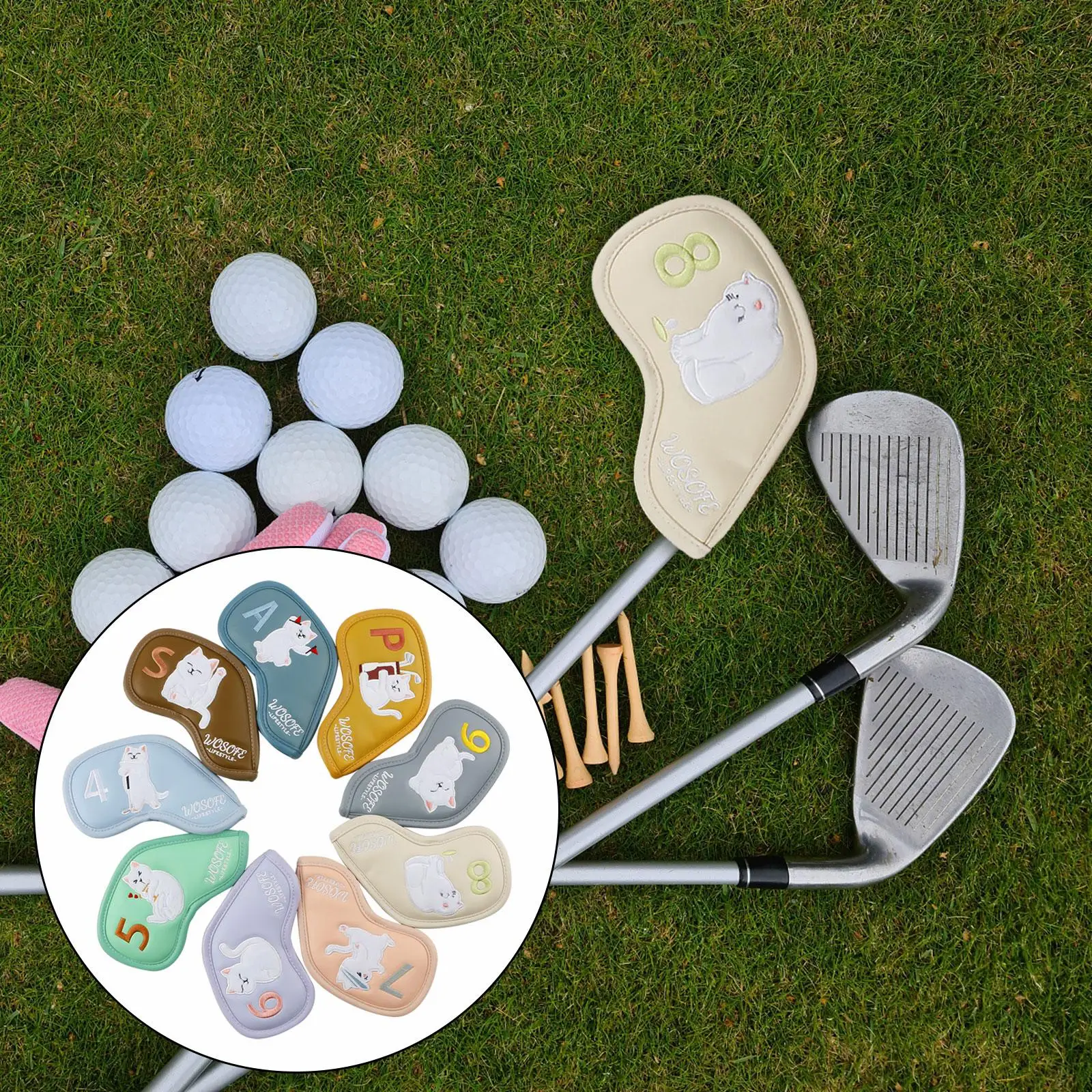 

9 Pieces Golf Iron Covers Set for Training Equipment Gift Protector for Irons