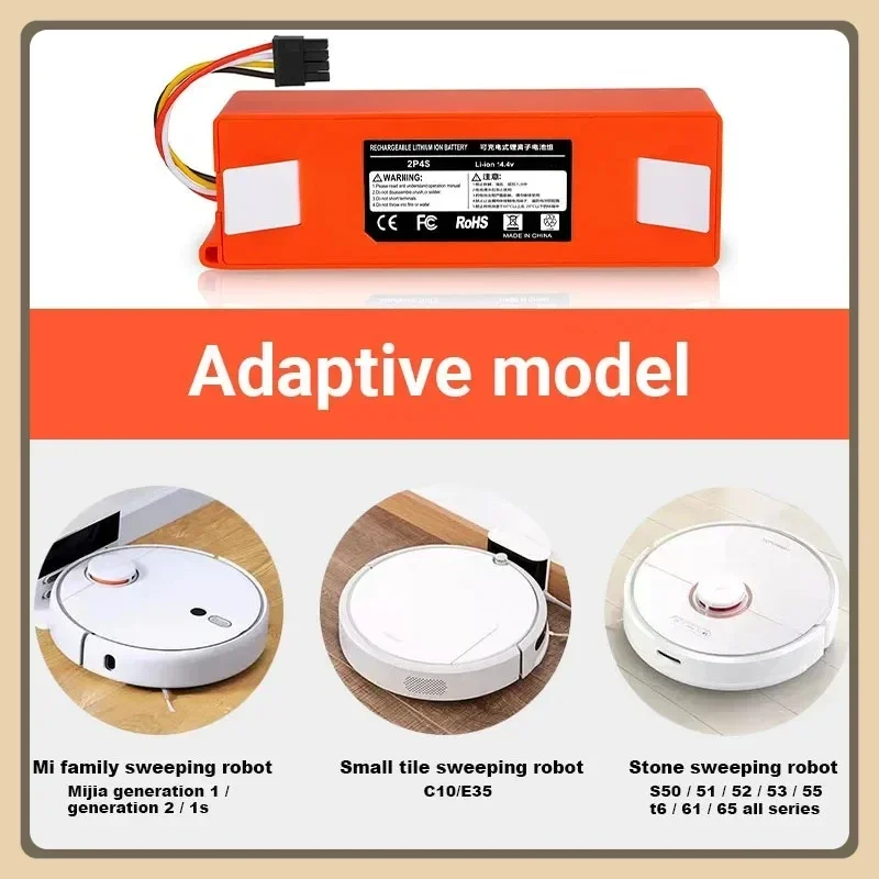 5000mAh-6500mAh Replacement Battery BRR-2P4S-5200D, for 1S 1ST Roborock SDJQR01RR Sweeping Mopping Robot Vacuum Cleaner, Durable