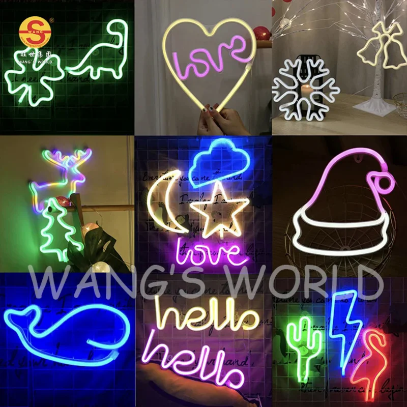 Letrero de neón LED personalizado para colgar en la pared, múltiples diseños, luces de escritorio