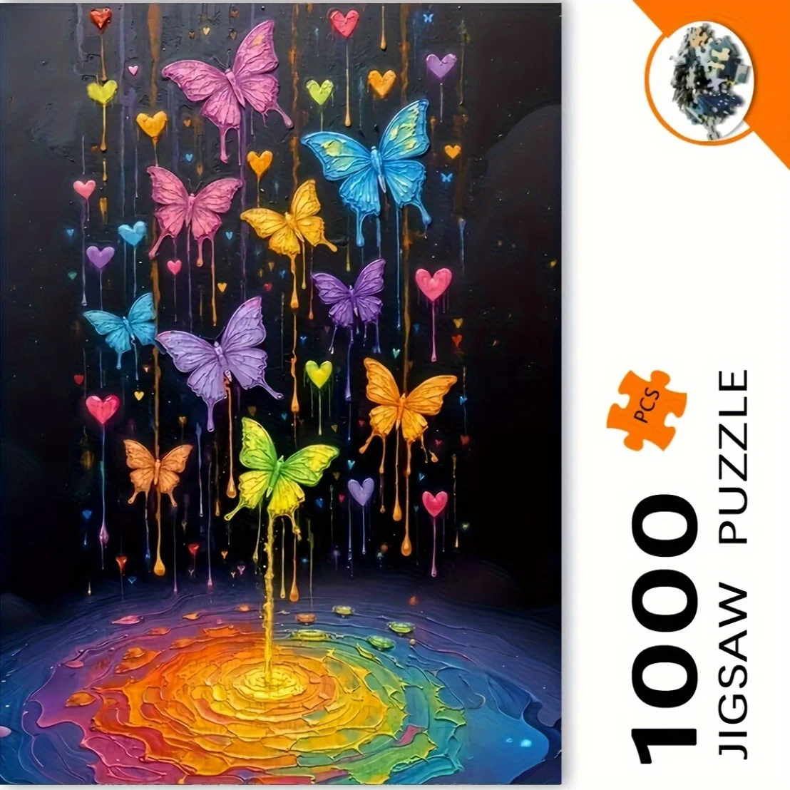 

1000 шт. пазл для взрослых - яркие бабочки и разноцветные сердечки, прямоугольный декор стен своими руками, картонный материал, идентификатор