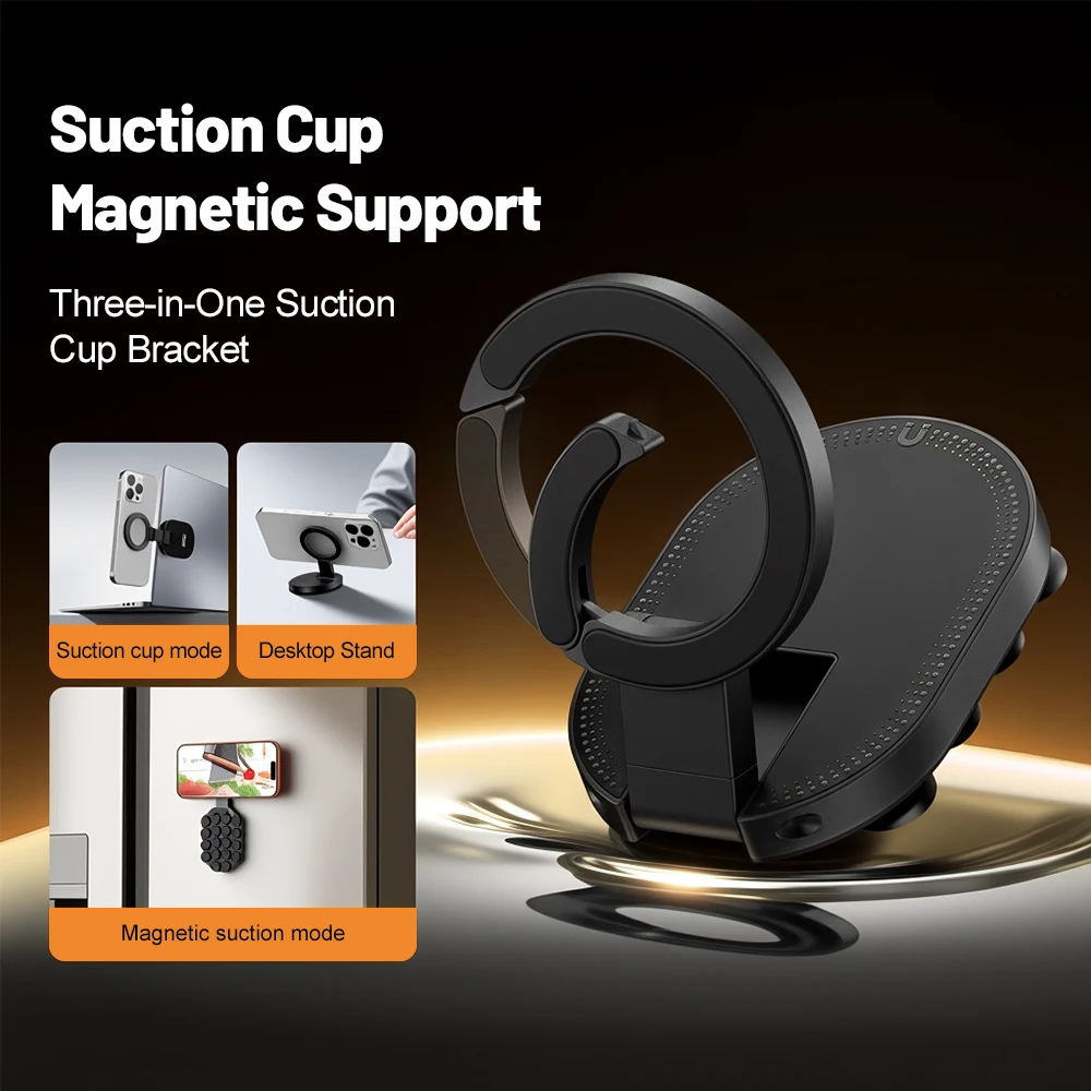

Magnetic Phone Stand 360° Rotatable Foldable Stand With Carabiner Suitable Upgraded Version: Magnetic And Suction Cup For Office