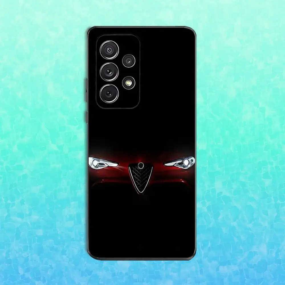 حافظة هاتف رائعة من A-Alfas R-Romeo لهاتف سامسونج S25، S24، S23، S22، S21، S20، S10، Ultra، Plus، Lite، FE، غطاء أسود من السيليكون الناعم