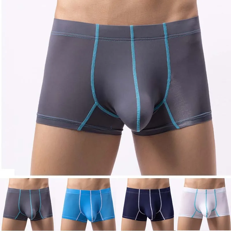 

Men's ice silk underwear U convex pocket boxing shorts Comfortable seamless underwear Youth boxer shorts