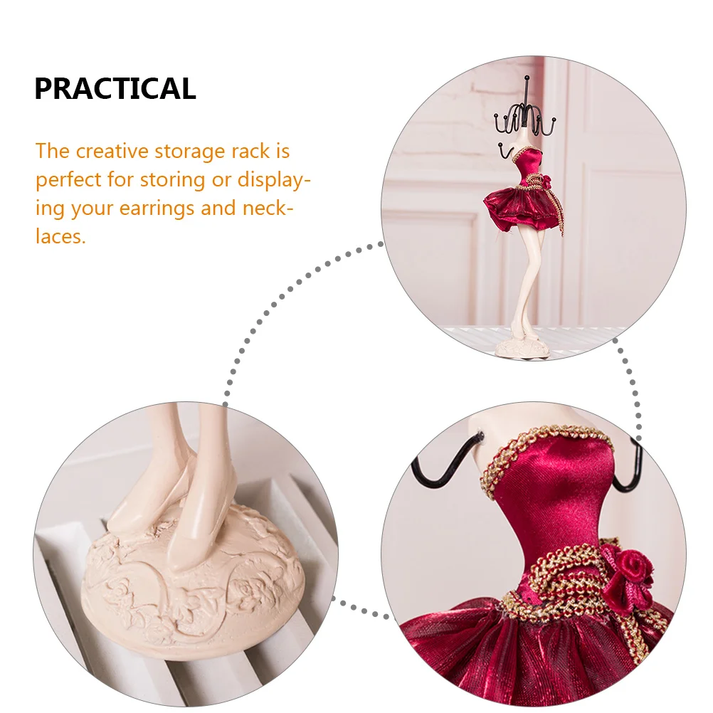 

Creative Jewelry Display Rack Earrings ganizer Holder Premium Resin Iron Fabric Storage for Necklace Bedroom Decor Gift