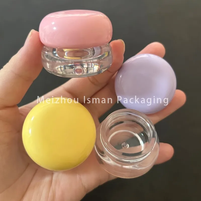 

50Pcs 5g Oval Shape Clear Pink Yellow Purple Lip Cream Cosmetic Packaging Lip Balm Jar Plastic Empty Skincare Lip Mask Container