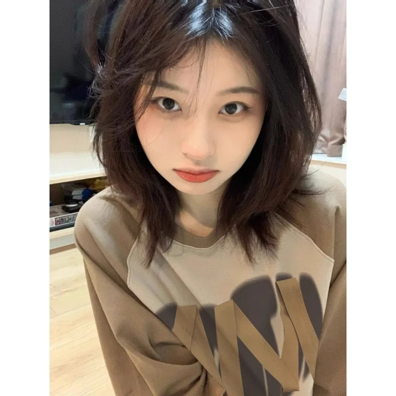 تي شيرتات طويلة الأكمام للسيدات ملابس علوية من القطن للشباب بقصة ضيقة وبسيطة ومزخرفة بالدانتيل وحاشية مكشكشة ناعمة للخريف يوميًا #2