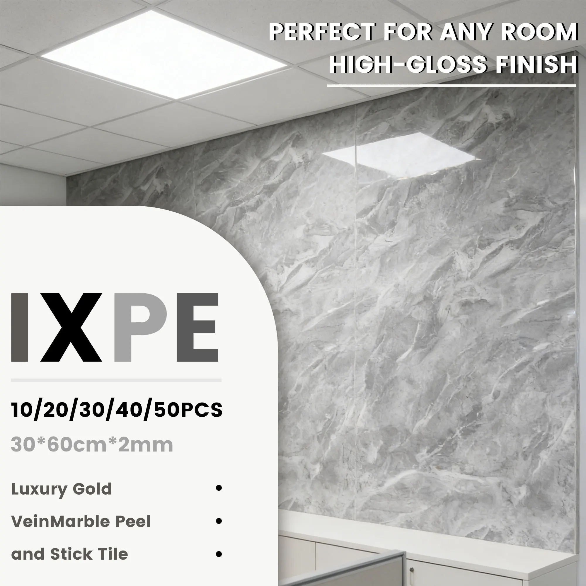 10-50pcs Tile Effect Self-Adhesive Waterproof IXPE Wall Stickers Peel Stick Wall Decals Anti-Splash Backsplash Oil-Resistant
