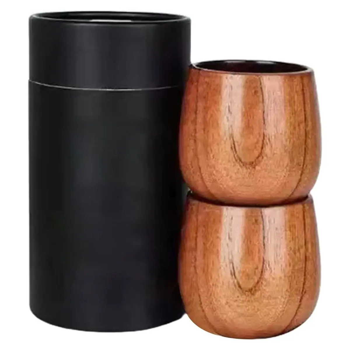2026 New Charred Wooden Drinking Glass,Charred Wooden Whiskey Glasses, Natural Wood Grain Drinking Cups