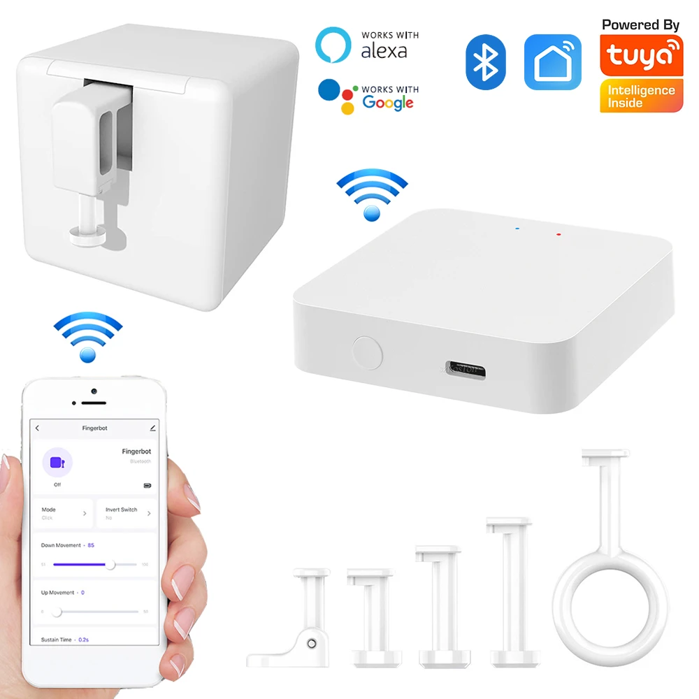 Robot inteligente con Bluetooth para el hogar, pulsador de botón con Control remoto por voz, compatible con Alexa y asistente de Google, Tuya