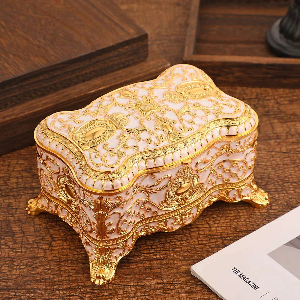 Luxury Jewelry Storage Box Gift for Girl Women Creative Gold Metal Trinket Box Tabletop decoration Keepsake Box