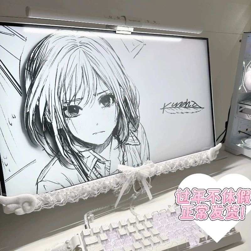 Cute Bow Display Screen Sticker Custom Lace Angel Computer Decoration Display Screen Lace Accessories Need To Indicate Size