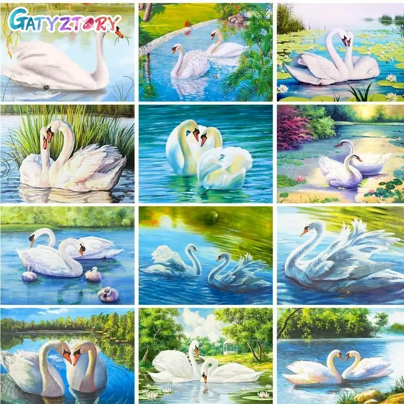 

GATYZTORY Diamond Painting Full Square/Round Swan Diamond Embroidery Mosaic Sale Animal Decor For Home Wall Art