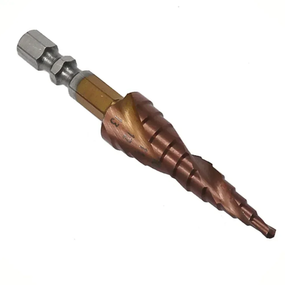 HSS M35 Cobalt Step Drill Bits Edged Spiral Groove Ladder Drill Hole Cutter 3-13mm 1/4Inches Hex Metal DrillBit Tools Accessorie