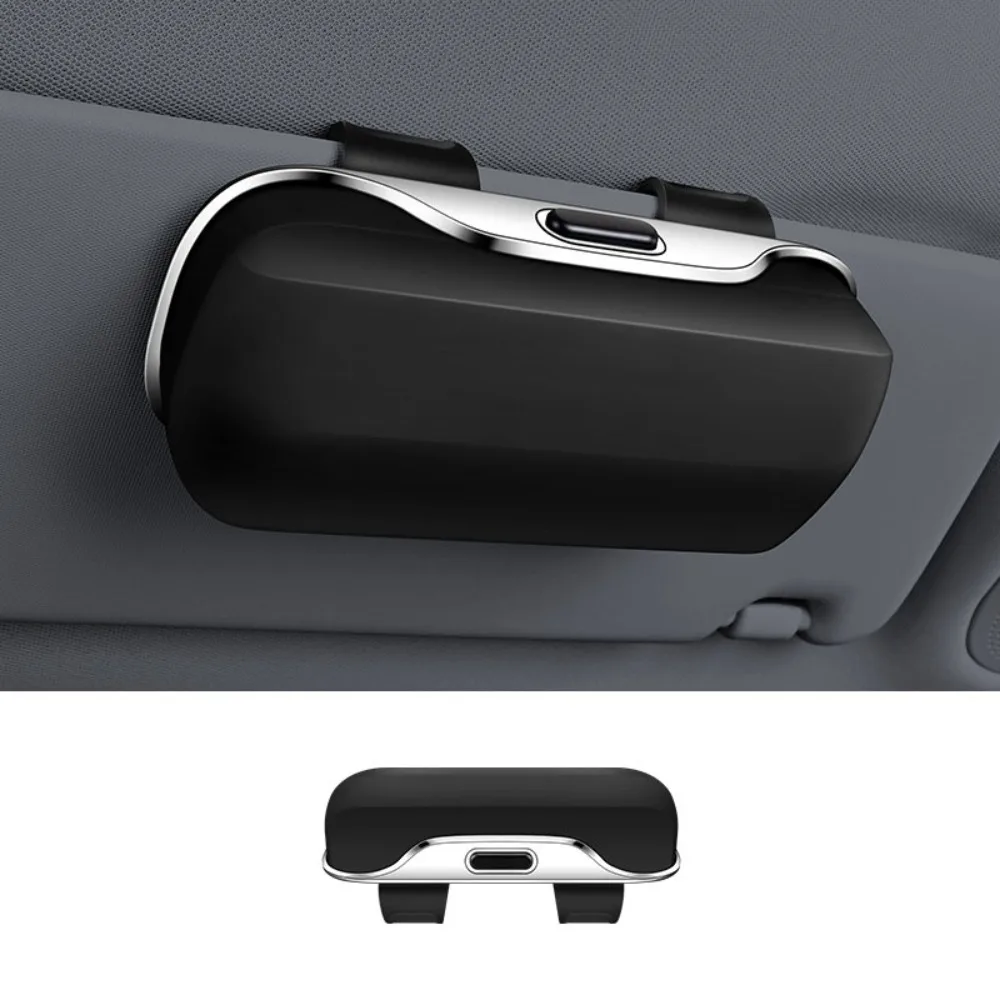 Portable Press Switch Car Glasses Box Shock-proof Stable Car Sunglasses Holder ABS Expansion Space Eyeglass Case Sun Visor