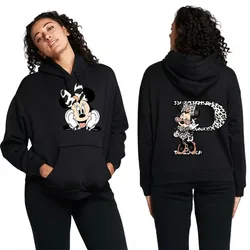 Women's Cute Leopard Minnie Mouse Hoodie, Camisolas A-Z 26 English Letters Y2K Vestuário, Roupas Femininas