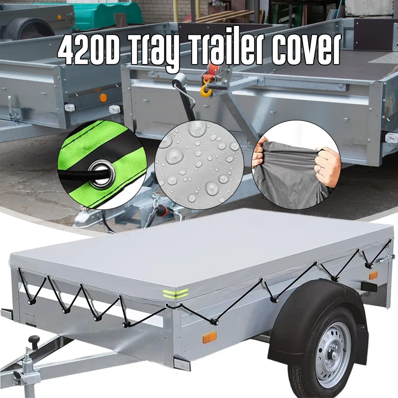 214x122x13cm 420DOxford Trailer Cover Tarpaulin Trailer Cloth Waterproof Dustproof Truck Canopy UV Protect Cover Outdoors Travel