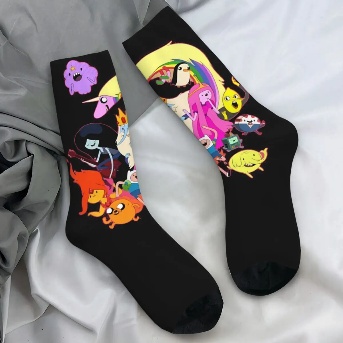 Adventure Time Socks Anime Television Casual Stockings Autumn Non Slip Men Socks Breathable Graphic Running Socks