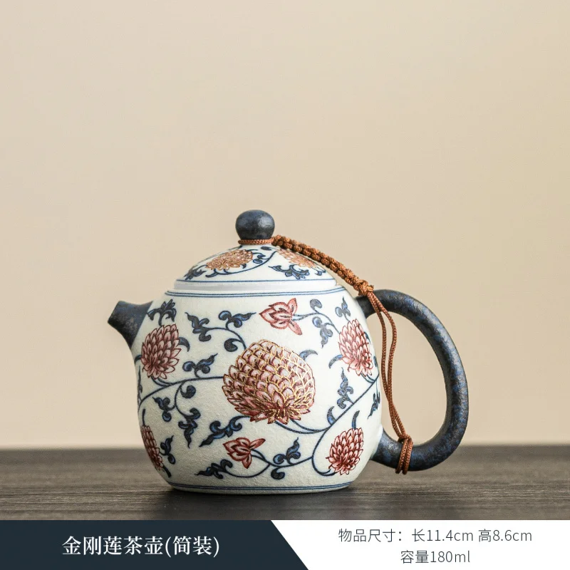 Vajra Lotus Group Kung Fu Tea Set High-end Teapot Tea Set Gaiwan Retro Style Master Cup Teapot Holder Gift Present